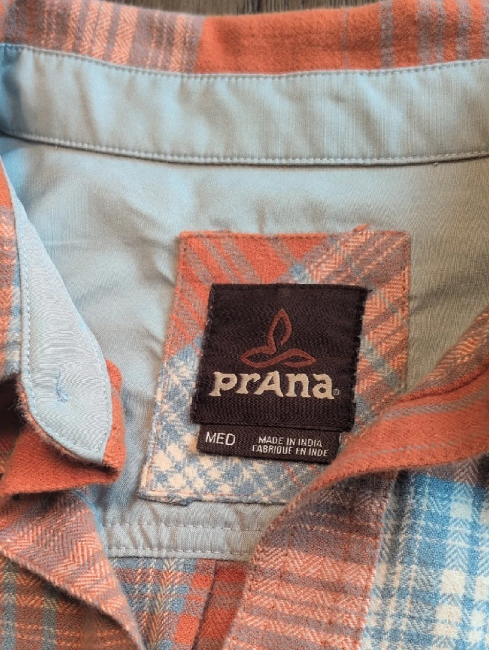 Prana Orange & Light Blue Plaid Button-Up Shirt - Picture 4 of 5